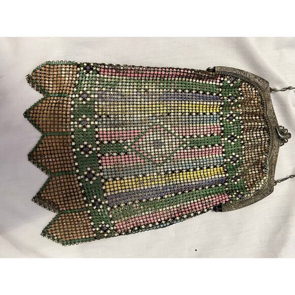 Whiting &Davis Ornate Art Deco Chain Mail Metal Mesh Purse Mid Century RARE GS - Picture 3 of 7